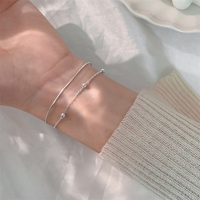 Vòng Tay Hai Lớp Đính Hạt Tròn Nhỏ Đơn Giản Cho Nữ