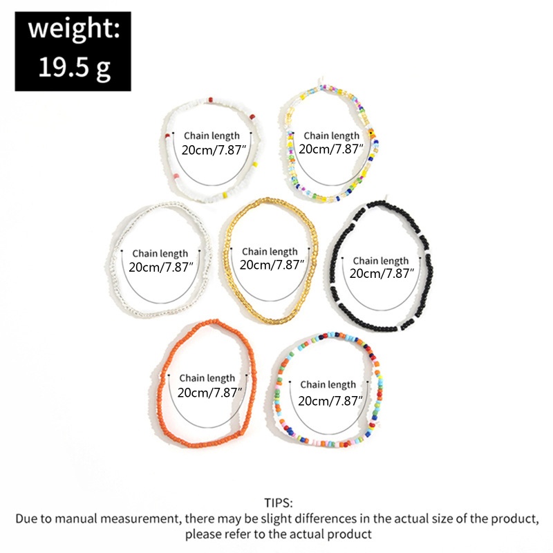Set 7 Lắc Chân Nhiều Màu Sắc Phong Cách Boho Âu Mỹ Thời Trang Đi Biển