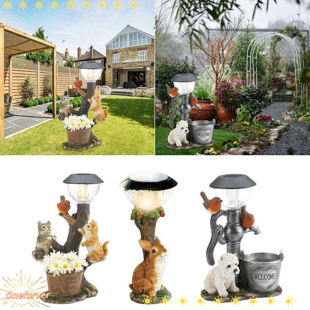 Đèn Năng Lượng Mặt Trời Bằng Resin Hình Mèo Chống Mài Mòn Dùng Để Trang Trí Vườn