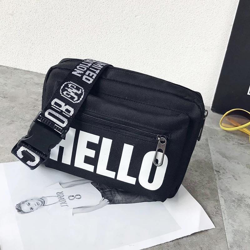 > Túi đeo hello màu đen cho nam nữ unisex