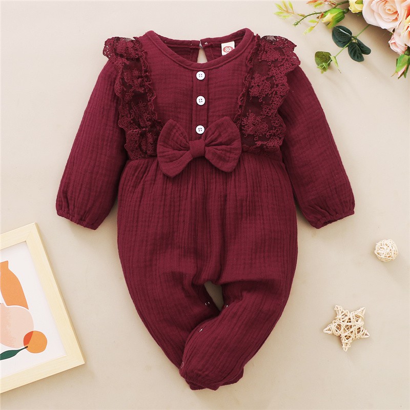 Áo liền quần Mikrdoo vải cotton tay dài thoải mái dành cho bé trai và bé gái 0-18 tháng tuổi