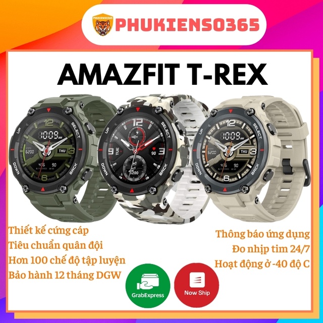 Đồng hồ thông minh tiêu chuẩn quân đội Xiaomi Amazfit T-Rex Quốc Tế - BH 12TH Chính hãng DGW