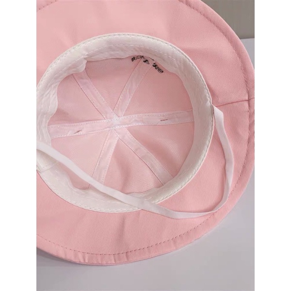 Mũ cho bé trai bé gái vành tròn thêu gấu xù tai nơ dễ thương , phù hợp 4 tháng - 3 tuổi