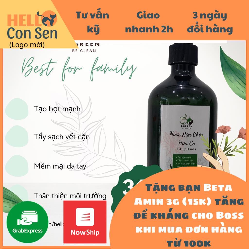 Nước rửa chén hữu cơ BGreen tạo bọt nhiều cân bằng pH mềm mại da tay