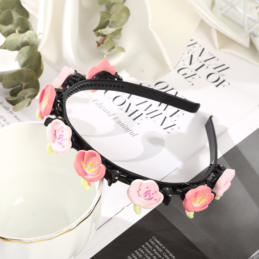 Băng Đô Cài Tóc Bằng Nhựa Đính Hoa Thời Trang Hàn Quốc Cho Nữ