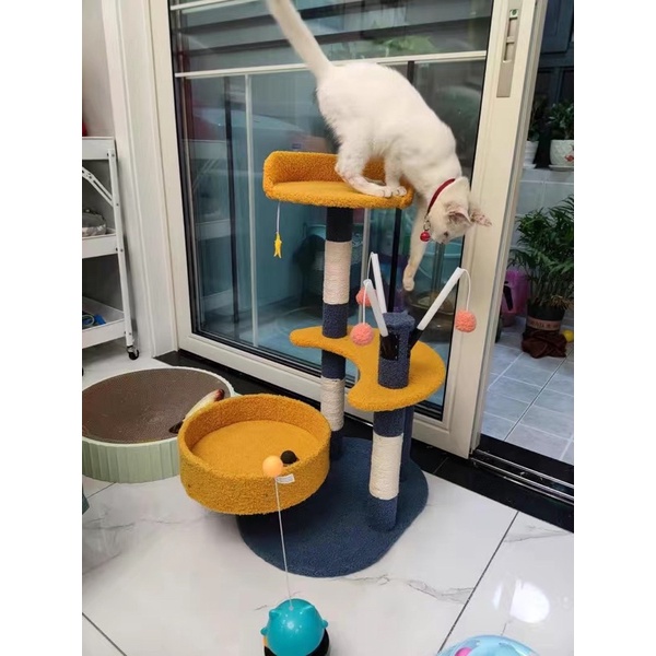 Cattree cao 75cm cho mèo kèm trụ cào móng, ổ nằm đồ chơi