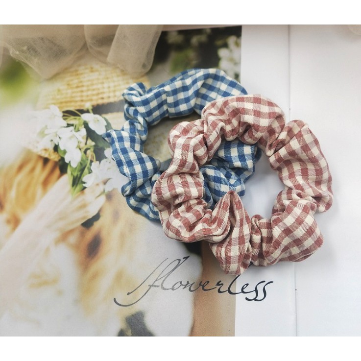 Scrunchie - Dây Cột Tóc Hot Ulzzang Hoạ Tiết Caro Nhiều Màu P068