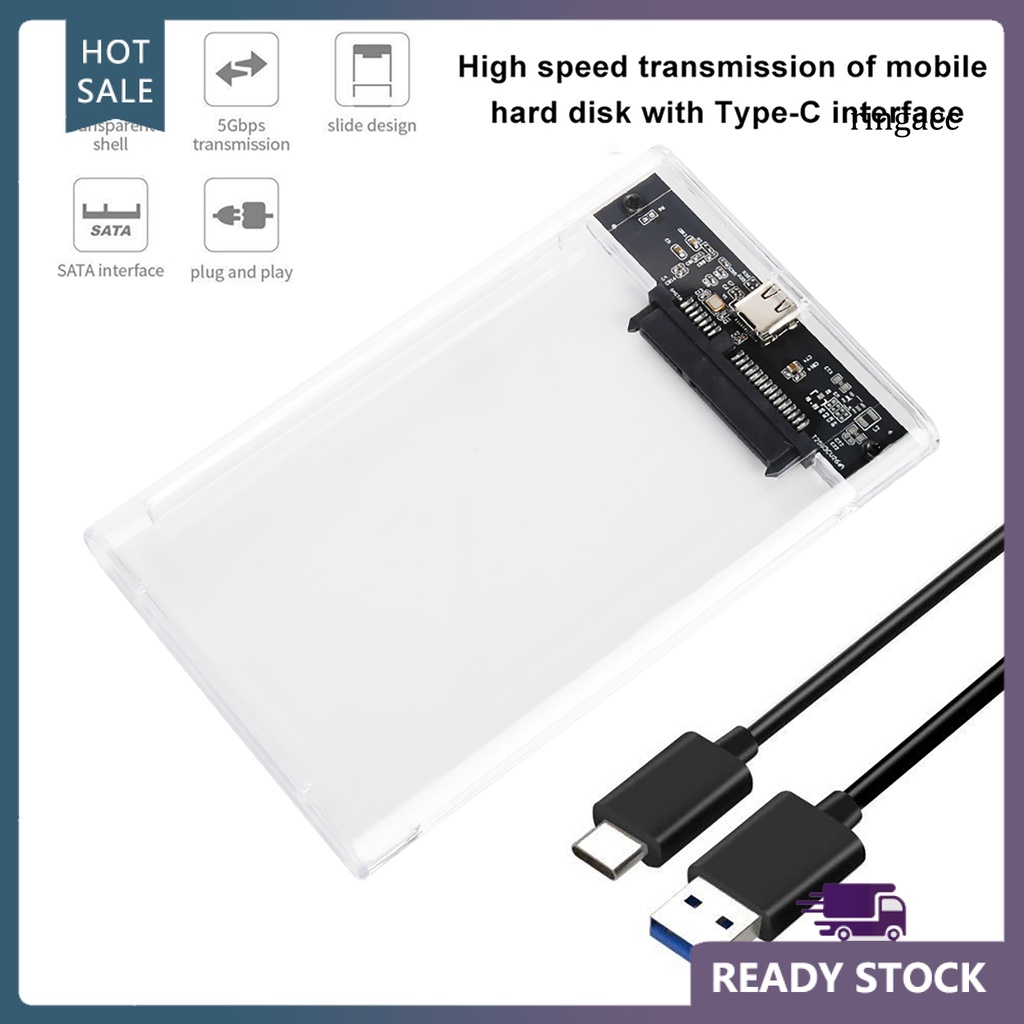 Hộp Đựng Ổ Cứng Ngoài Usb Loại C Trong Suốt 2.5 Inch Ốp