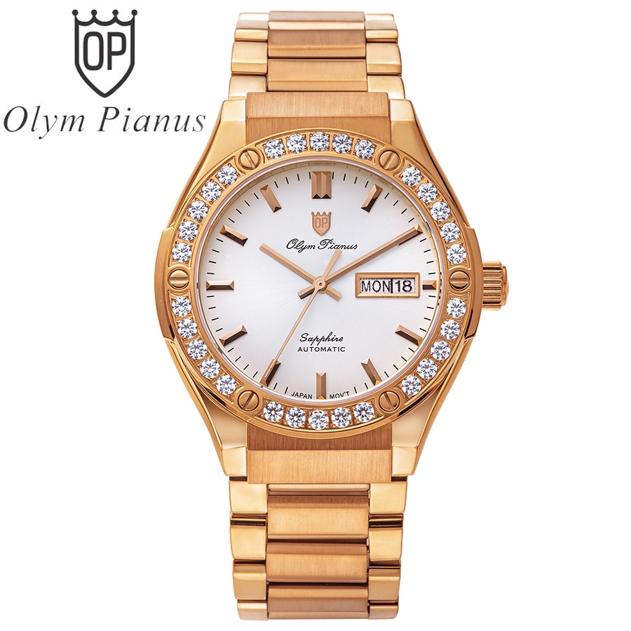 Đồng hồ nam dây kim loại chính hãng Olym Pianus OP990-45 OP990-45ADGR trắng