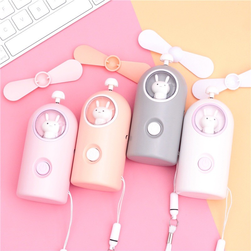 Quạt Mini Tích Điện Cầm Tay Hình Chú Thỏ Xinh Xắn (Tặng kèm dây sạc) | BigBuy360 - bigbuy360.vn
