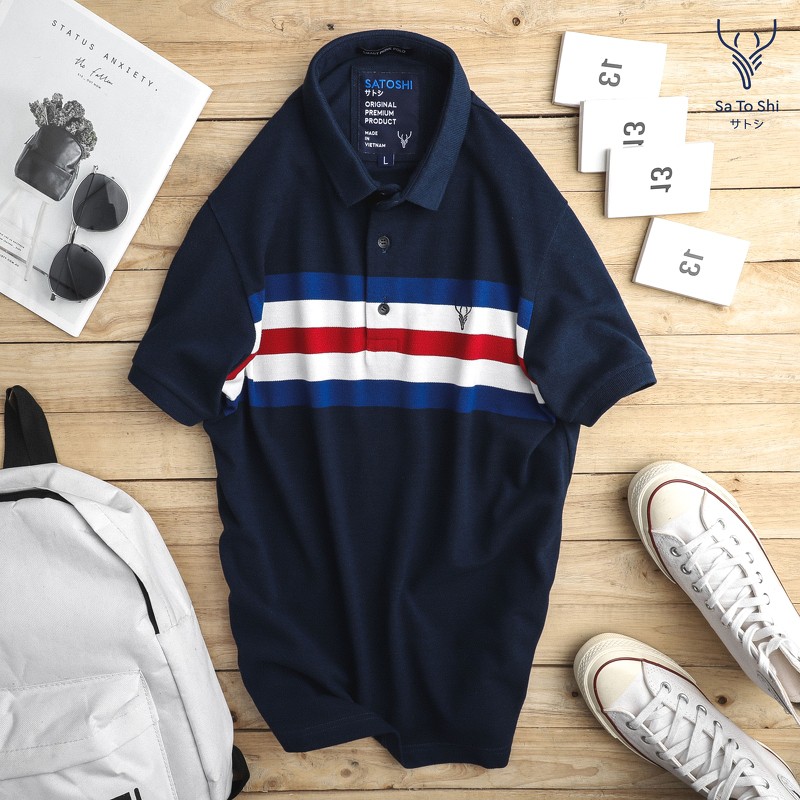 |Hẻm Store| Áo thun Polo, áo thun có cổ nam SATOSHI SAPL18 chất liệu cotton mềm mịn thoáng mát in Sọc Cotton / Bamboo | BigBuy360 - bigbuy360.vn