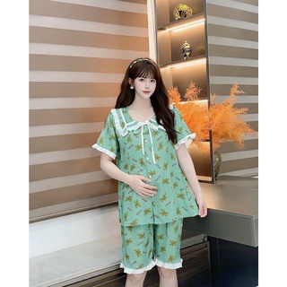 Bộ đồ bầu cổ bèo - Đồ bầu mặc nhà sau sinh cho con bú ti - Quần áo ngủ bầu Đẹp cho mẹ thời trang mùa hè Bigsize Giá Rẻ