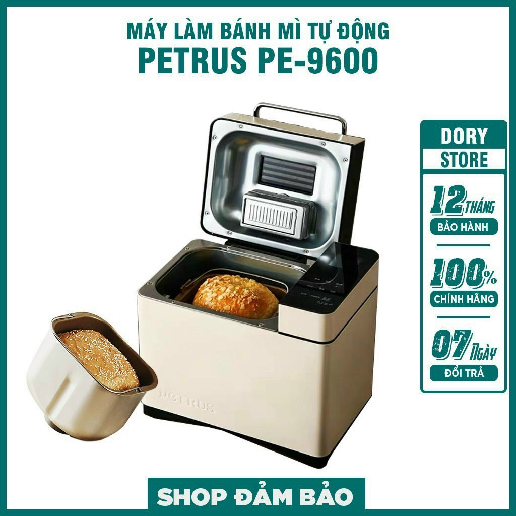 Máy làm bánh mì tự động 3 trong 1 Petrus PE9600WH kết nối Wifi + 100% Tiếng Việt