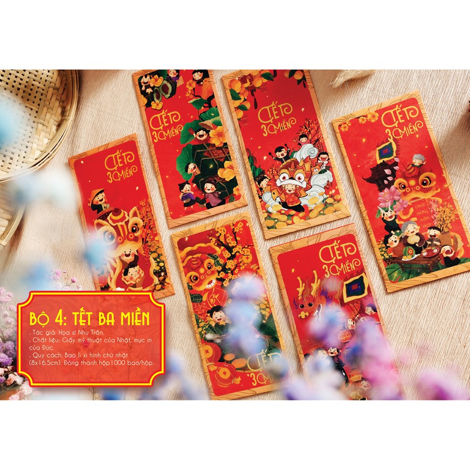 Bao lì xì xấp 4-12 cái mẫu 2023 giấy Kraft Nhật đẹp