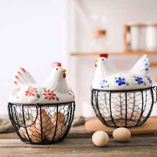 (Sẵn) Giỏ đựng trứng hình gà mái hoa anh đào