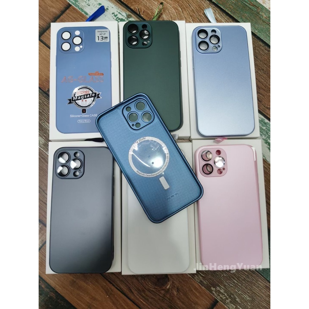Ốp Điện Thoại Kính Cường Lực Từ Tính Bảo Vệ Ống Kính In Logo AG Sang Trọng Cho IPhone 14 13 12 11 Pro Max