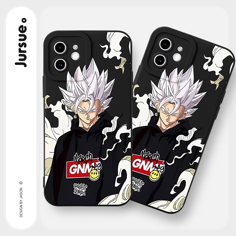 Ốp lưng JURSUE mềm hoạt hình độc lạ ngầu đen Cho iPhone 14 13 12 11 Pro Max SE 2020 X XR XS 8 7 ip 6S 6 Plus Y2419