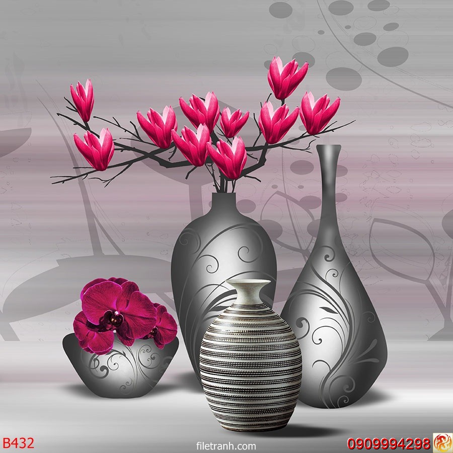 TRANH DÁN TƯỜNG 3D BÌNH HOA, LỌ HOA NHIỀU MẪU