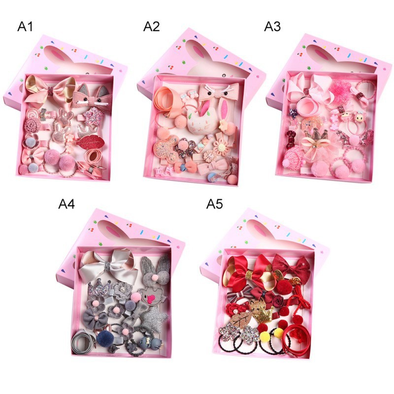 18 Pcs/Set dây cột tóc và kẹp đáng yêu và xinh xắn cho bé gái