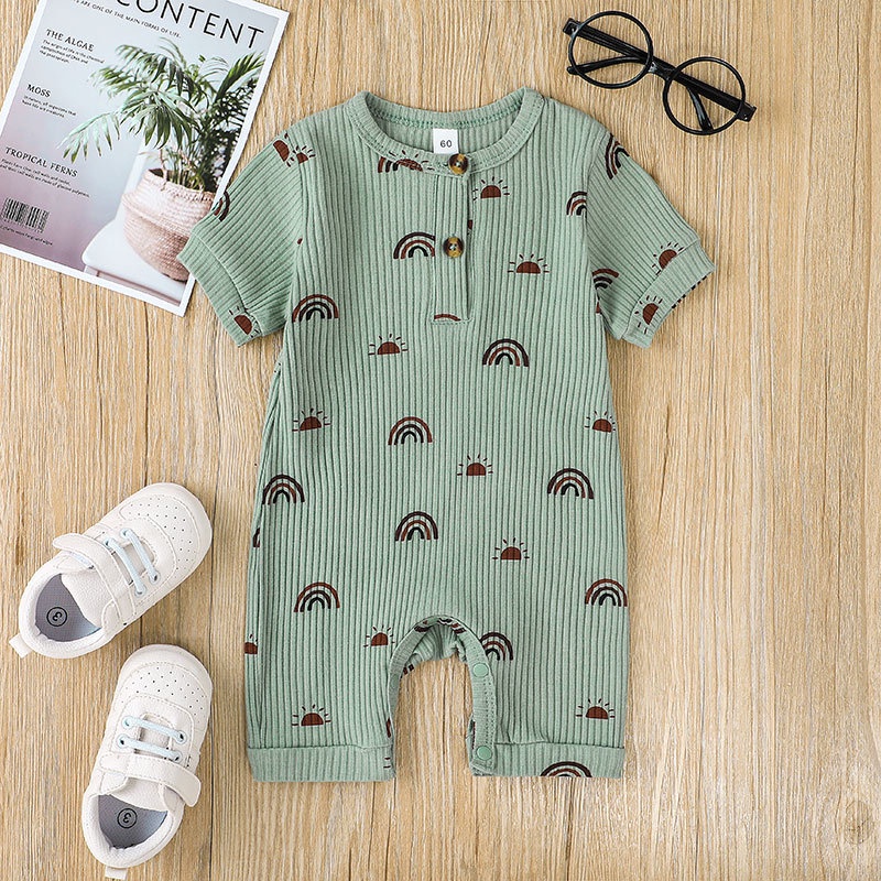 Body Hoa Tay Ngắn Cho Bé Gái Bé Trai Sơ Sinh 0-24 Tháng,Bodysuit Liền Thân Mùa Hè Áo Liền Quần Cho Bé trẻ em