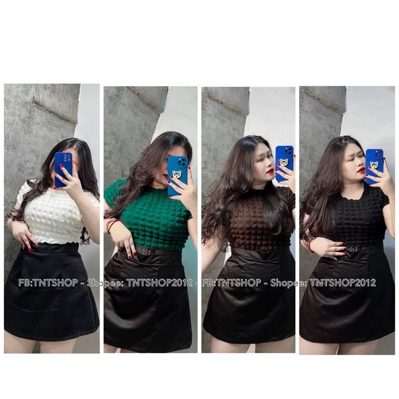 Áo Croptop Xốp Cổ Tròn [ TNT SHOP BIGSIZE 60kg - 90kg ]