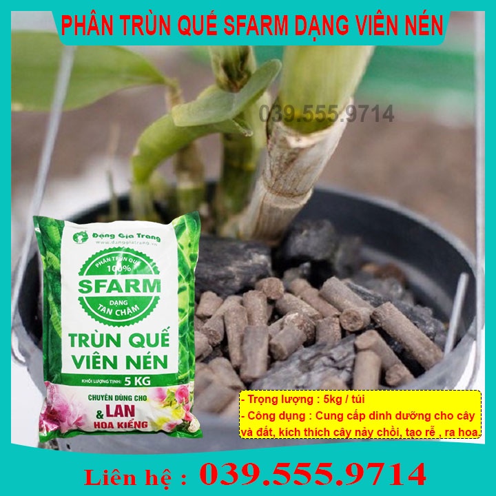 PHÂN BÓN TRÙN QUẾ DẠNG VIÊN SFARM  2KG CHUYÊN DÙNG CHO HOA CÂY CẢNH