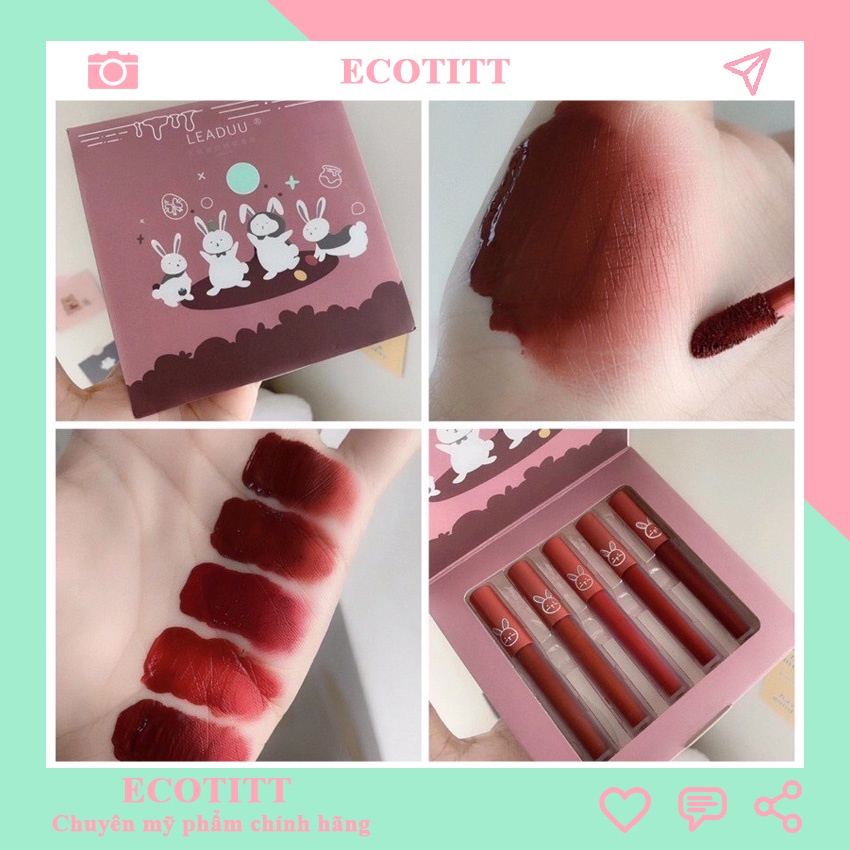 Son môi giá rẻ lì dưỡng môi dành cho học sinh set 5 cây son thỏ Leaduu ECOTITT SM29 | BigBuy360 - bigbuy360.vn