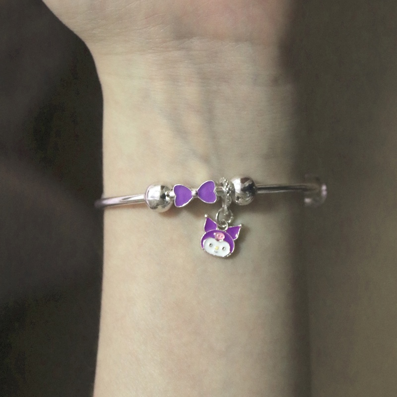 Sanrio Vòng Đeo Tay Gắn Chuông Họa Tiết Chú Chó Kuromi Đáng Yêu Cho Nữ