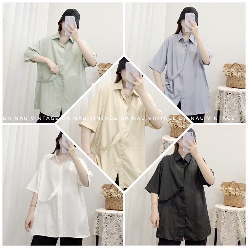 áo sơmi nữ kiểu vải lụa dáng freesize 5 màu (ảnh thật shop chụp 100%)