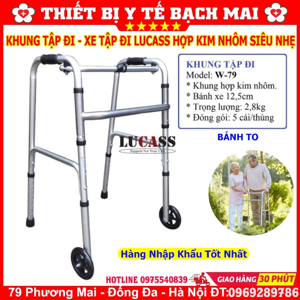 Khung Tập Đi LUCASS Hợp Kim Nhôm Siêu Nhẹ Cao Cấp - Hỗ Trợ Người Già Phục Hồi Chức Năng - Hàng Nhập Khẩu
