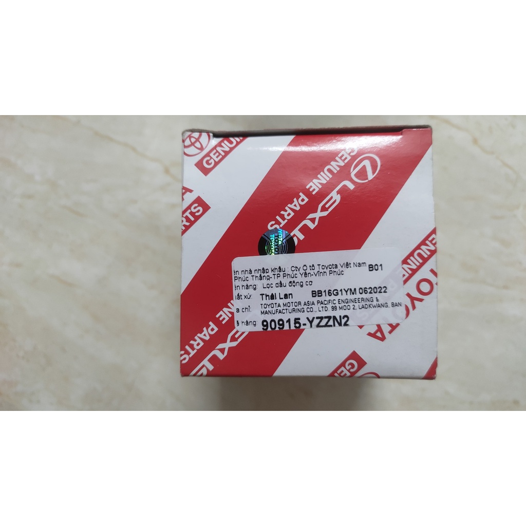 LỌC NHỚT TOYOTA VIOS CHÍNH HÃNG CÓ TEM NHÀ MÁY MẪU MỚI 90915-YZZN2