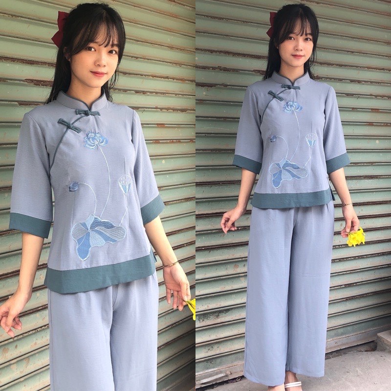Đồ Lam Đi Chùa #Tàu Lụa Quần Váy# Quần Áo Nữ