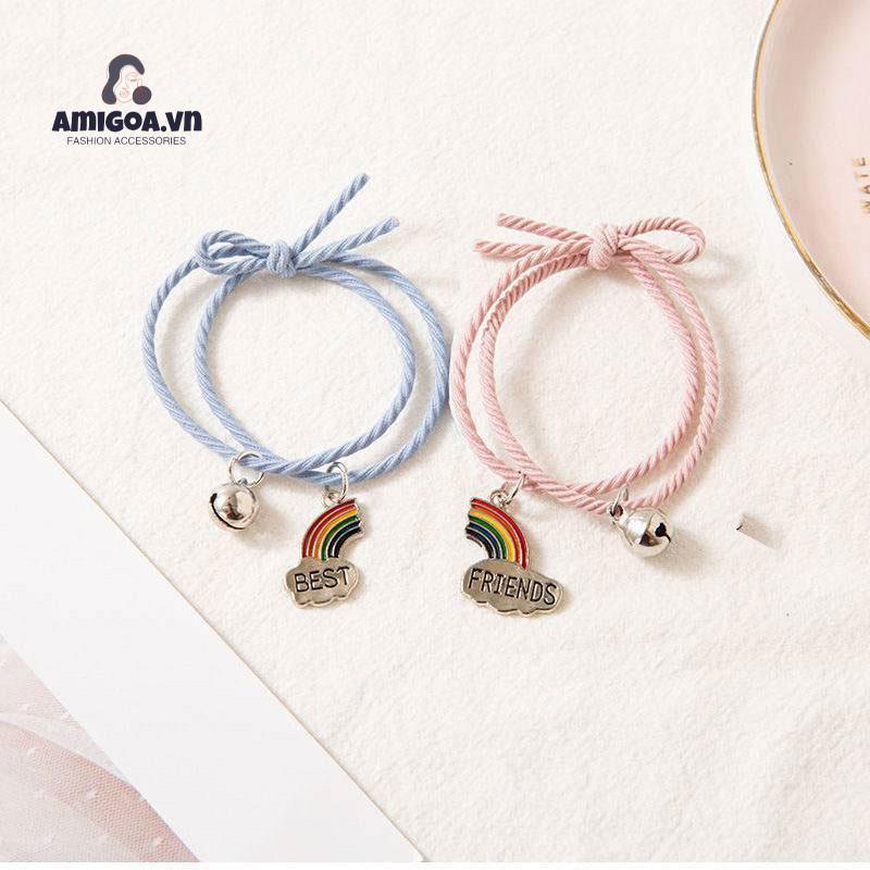 ✨✨Cặp vòng tay dây bện mặt hình cầu vồng bằng hợp kim tùy chỉnh thời trang cho cặp đôi bạn thân