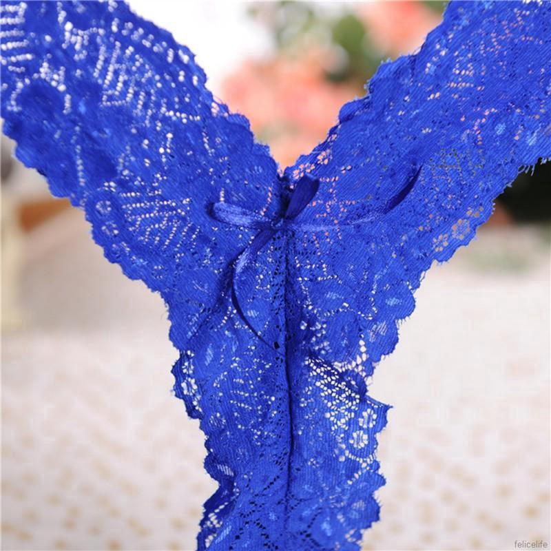 Quần lót ren lọt khe có nơ kèm túi đựng OPP