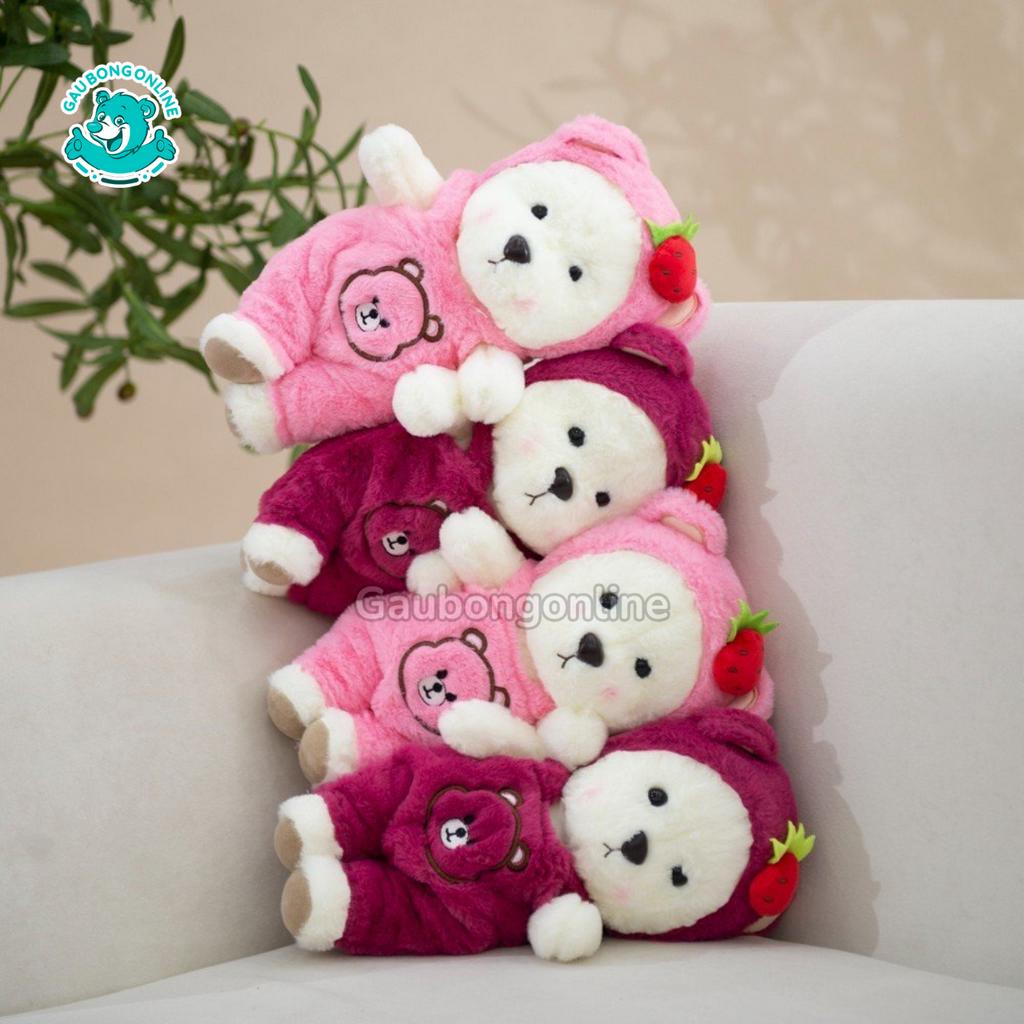 Gấu Bông Lena Mặc Yếm Họa Tiết Mặt Gấu Dễ Thương, Gấu Bông Online Cao Cấp