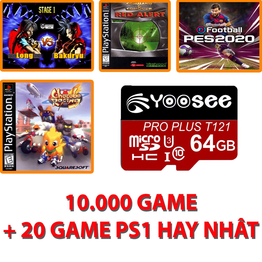 Thẻ nhớ dành cho máy chơi Game Stick 4K - 10.000 game + 20 game PS1 hay nhất! đấu trường thú, đua xe gà...