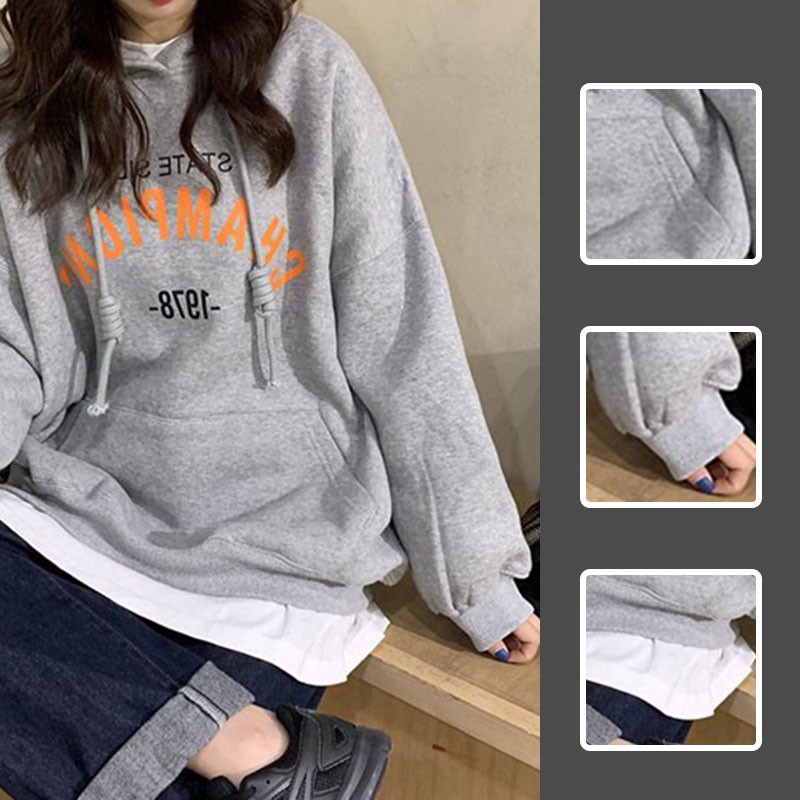 Áo Hoodie Form Rộng In Chữ Phong Cách Hàn Quốc Cho Nữ