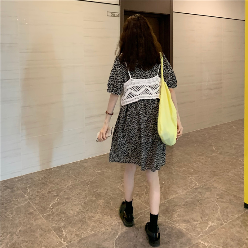 đầm ulzzang Nữ Ngắn Tay Họa Tiết Hoa Thời Trang | BigBuy360 - bigbuy360.vn