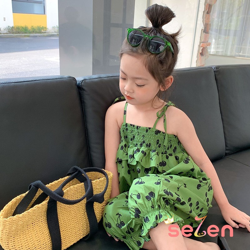 Bộ Áo Liền Quần Hai Dây Mùa Hè Hàn Quốc Cho Bé Gái Se7en