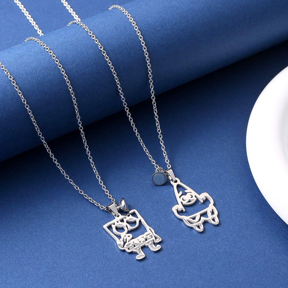 ANEMONE Vòng cổ Thép Titan Mặt Hình SpongeBob Phong Cách Nhật Bản Cho Cặp Đôi