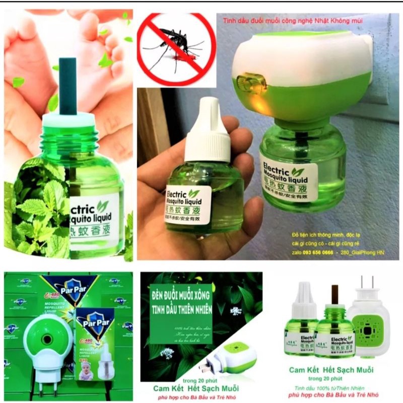 Đèn đuổi muỗi Hàn Quốc kèm 2 lọ tinh dầu diệt muỗi và côn trùng đến 99%. An toàn cho trẻ nhỏ