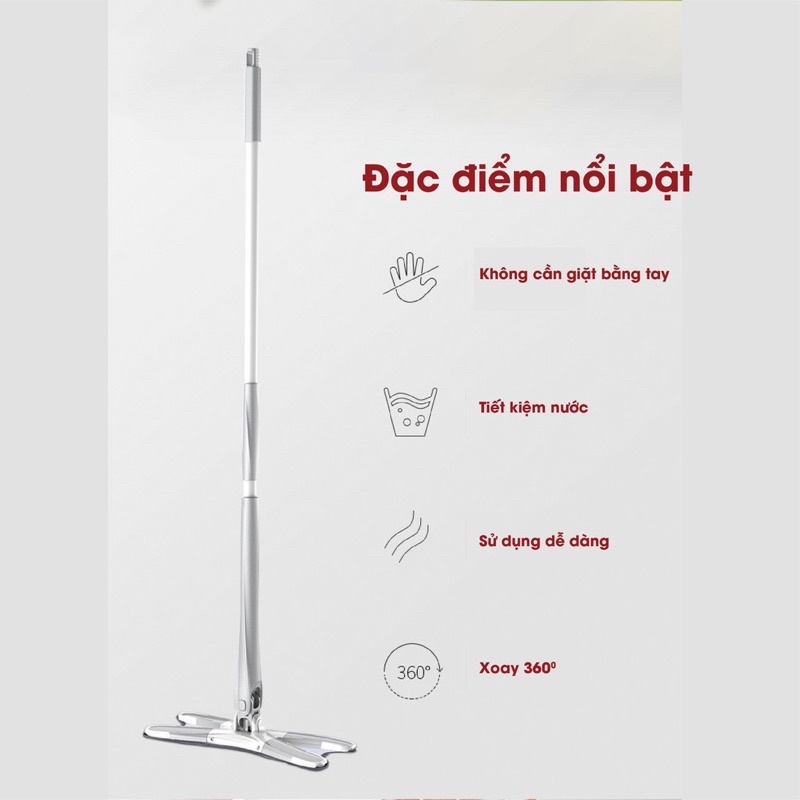 Cây chổi lau nhà chữ X, chổi lau nhà thông minh tự vắt chính hàng SPIN.MOP  cao cấp
