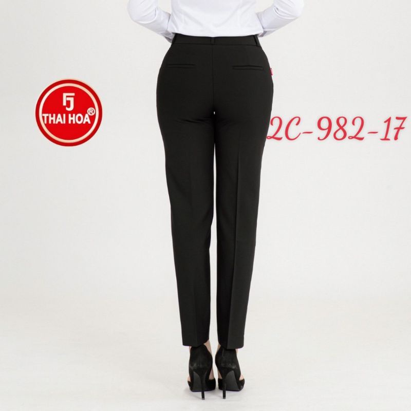 Quần tây Thái Hòa 9 tấc lưng cao 2 ly chìm màu đen 2C-982-17