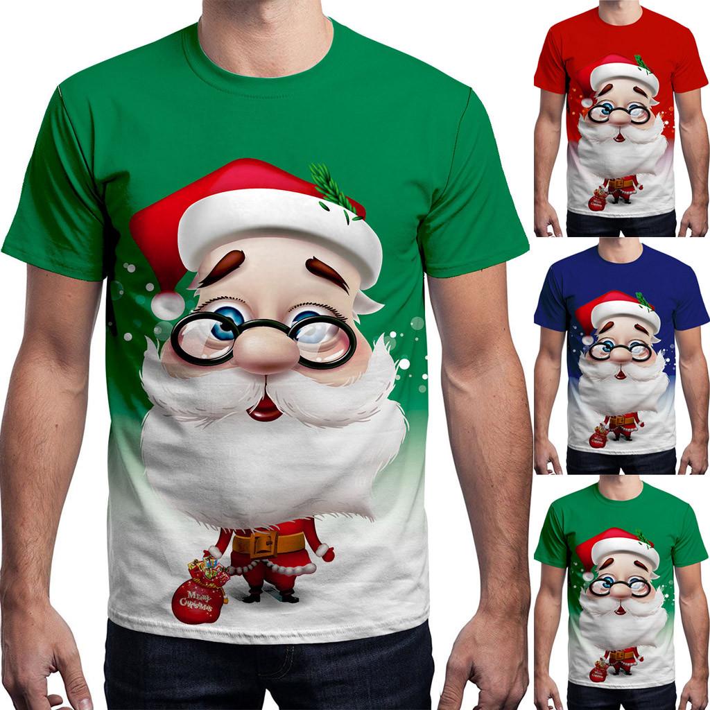Áo Thun Tay Ngắn Dáng Rộng In Họa Tiết Ông Già Noel 3D Vui Nhộn Thời Trang Đường Phố Cho Nam Và Nữ