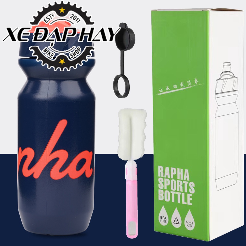 Bình Đựng Nước Đạp Xe Chính Hãng RAPHA 610ML | Thiết Kế Khóa Thông Minh, Tặng Kèm Bộ Dụng Cụ Vệ Sinh Bình