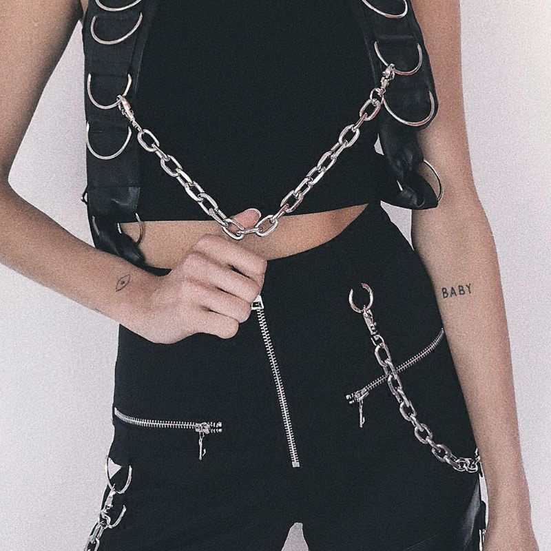 Dây Xích Kim Loại Màu Bạc Đeo Quần Chống Trộm Phong Cách Gothic Punk Cho Nam Và Nữ