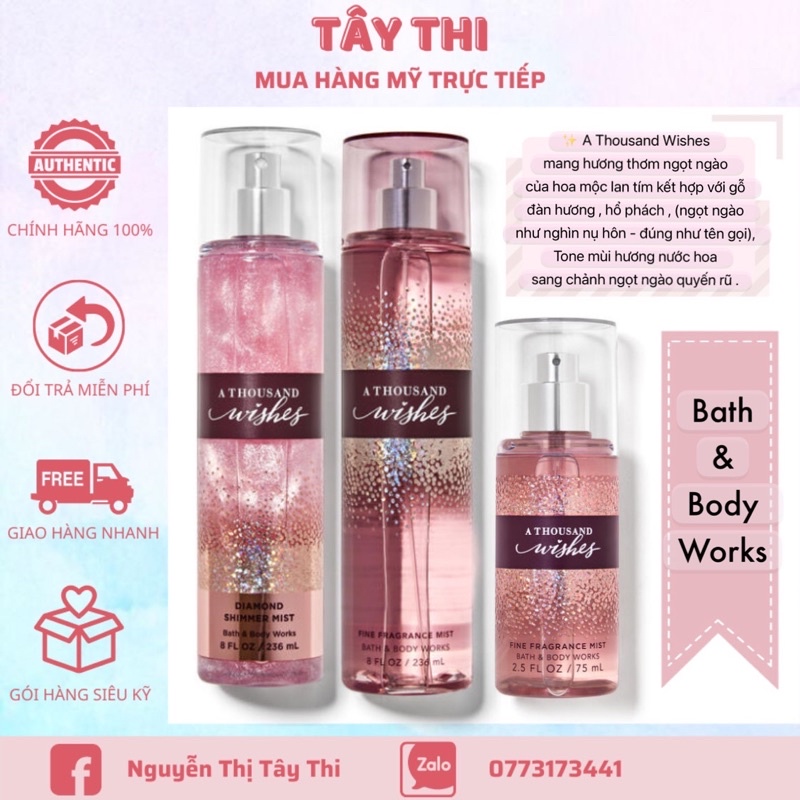 A Thousand Wishes - Xịt Thơm Toàn Thân Bath & Body Works