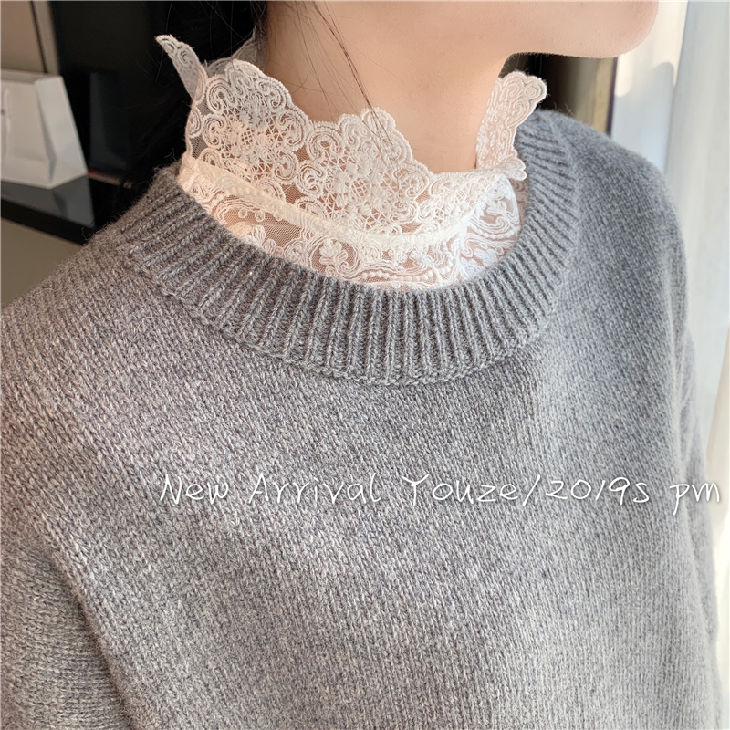 Áo kiểu cổ lọ phối ren xinh xắn thanh lịch dành cho nữ