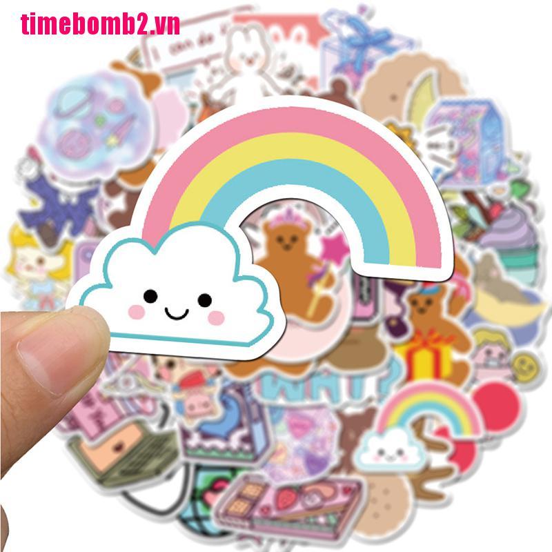 50 Miếng dán trang trí hình gấu và các họa tiết hoạt hình kiểu Hàn Quốc dễ thương