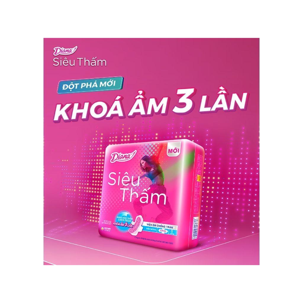 Băng vệ sinh Diana siêu thấm siêu mỏng cánh - Gói 8 miếng